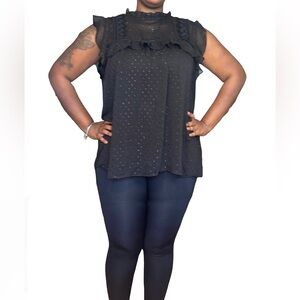 LOVE J YOKE SWISS DOT TUNIC - PINK SIZE 3X (NEW WITH TAGS) A19